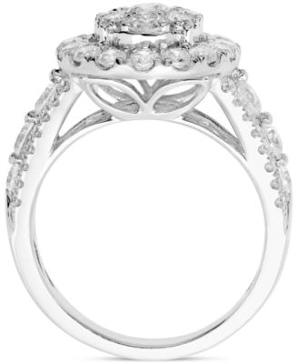 Diamond Oval Cluster Engagement Ring (2 ct. t.w.) in 14k White Gold