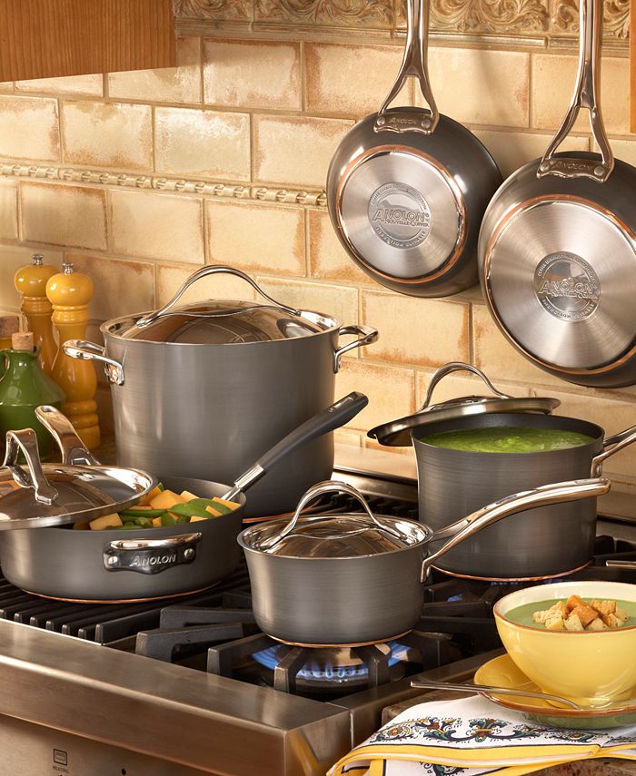 Ayesha Curry Anolon Nouvelle Hard-Anodized Copper 11 Piece Cookware Set & Reviews - Cookware