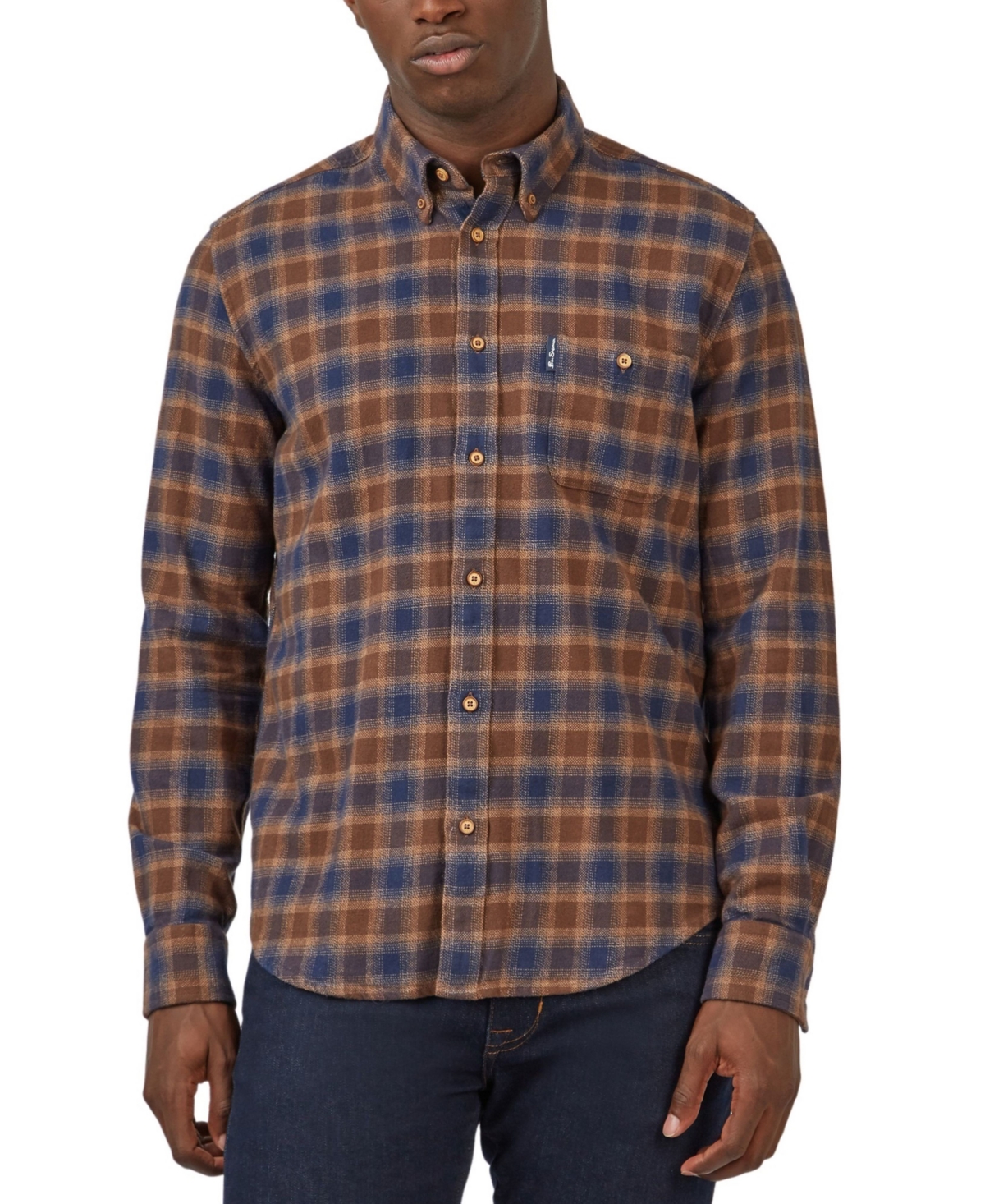 Men's Brushed Ombre Check Shirt - Peat