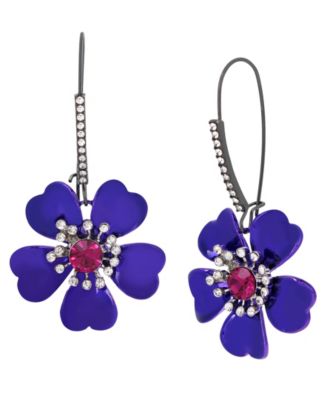 Collier Bavoir Betsey Johnson - Motif Fleur, Oiseau Et Papillon, Strass, Or Rose, Longueur 10 Pouces + Extension
