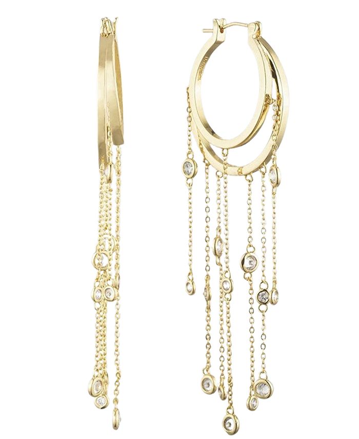BONHEUR JEWELRY Juliette Hoop Earrings with Dangling Chains - Macy's