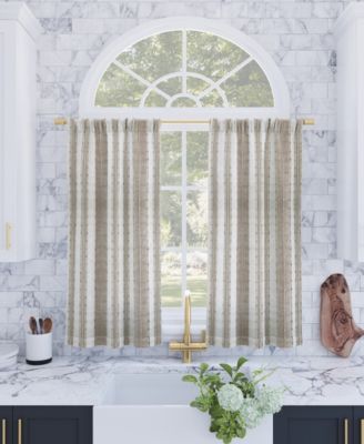 Slub Texture Stripe Cotton Cafe Curtain Pair