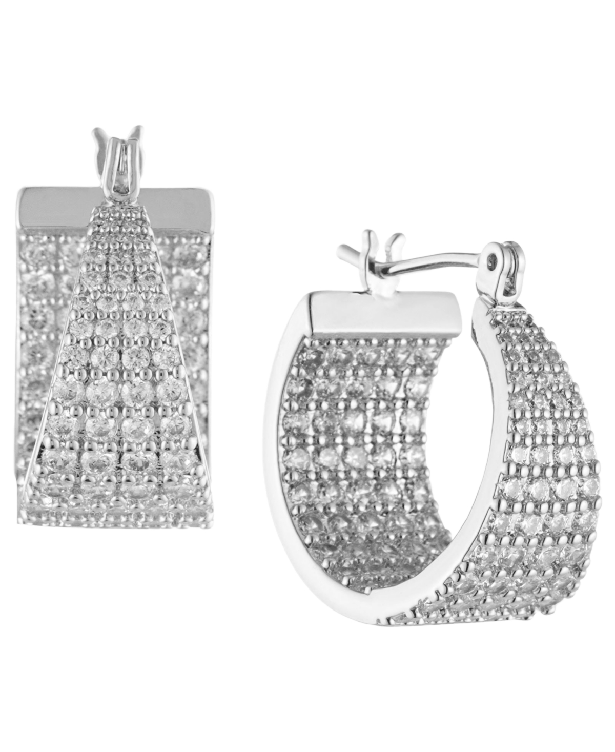 Bonheur Jewelry Monet Crystal Inside Out Hoop Earrings In Rhodium Plated Brass
