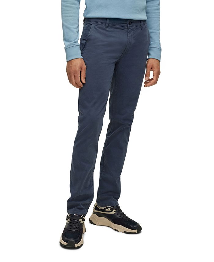 Hugo Boss Men's Slim Fit Stretch-Cotton Satin Trousers - Macy's