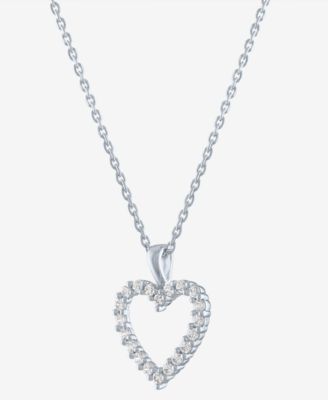 Lab-Created Diamond Open Heart 18" Pendant Necklace (1/4 ct. t.w.) in Sterling Silver