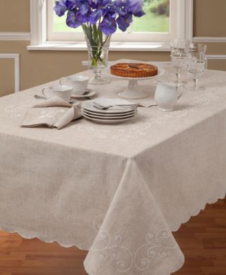French Perle Embroidered Tablecloth, 60" x 102" 