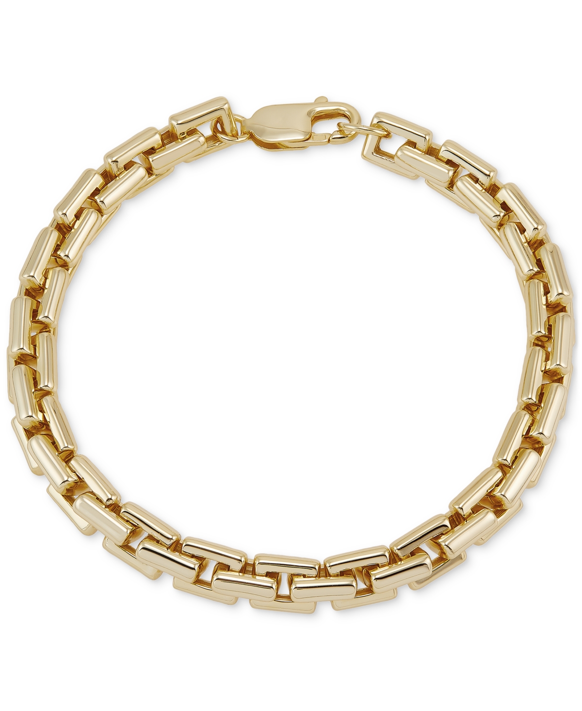 Macy's Men's Square Link Bracelet In 18k Gold-plated Sterling Silver In Gold Over Silver