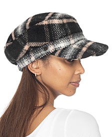 Women's Washed Plaid Conductor Hat, Created for Macy's