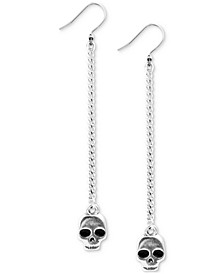 Silver-Tone Skull & Chain Linear Drop Earrings