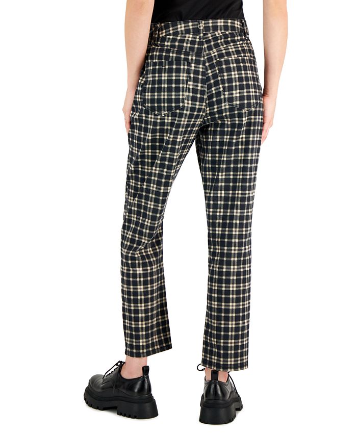Vanilla Star Women's Plaid CinchedWaist Mom Jeans Macy's