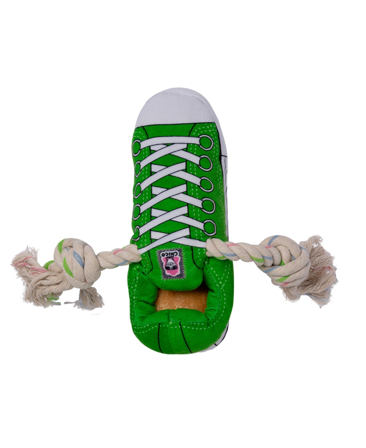 Squeaking Comfort Plush Sneaker Dog Chew Toy - Green - Green