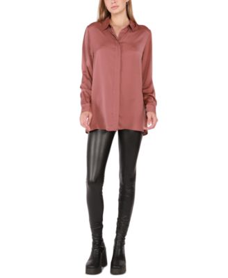 Black Tape - Women's Faux-Leather High-Waisted Leggings