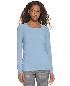 Women's Square-Neck Ruched Top