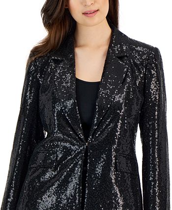 Tahari ASL Women's Notch-Collar Long-Sleeve Sequin Blazer - Macy's