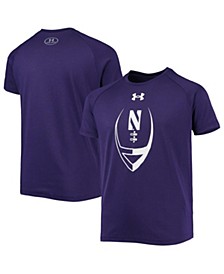 Boys Youth Purple Northwestern Wildcats 2022 Sideline Football Icon Tech Raglan Performance T-shirt
