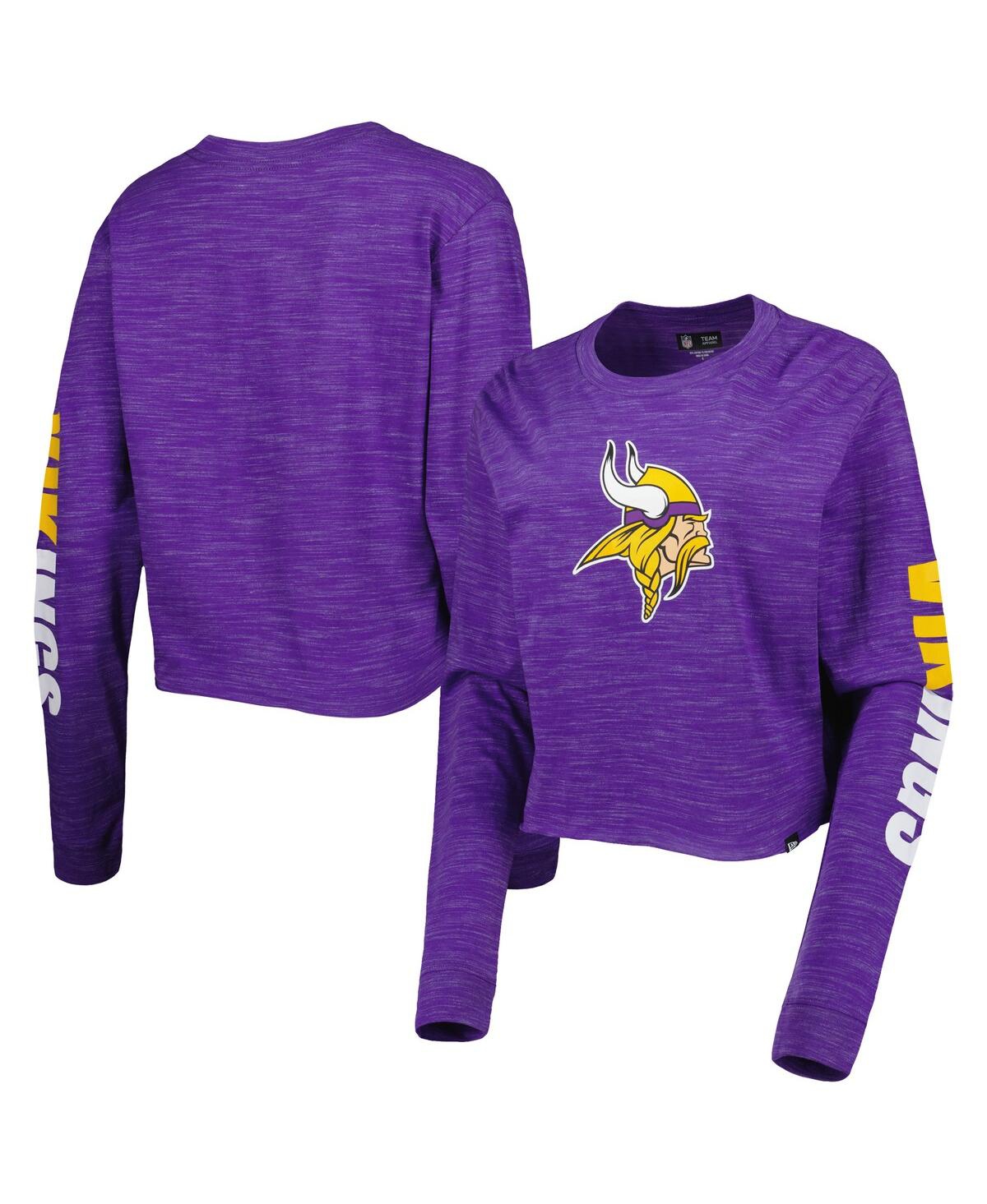 NEW ERA WOMEN'S NEW ERA PURPLE MINNESOTA VIKINGS CROP LONG SLEEVE T-SHIRT 