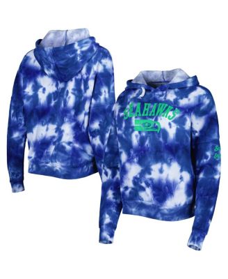 Women's Royal Seattle Seahawks Cloud Dye Fleece Pullover Hoodie