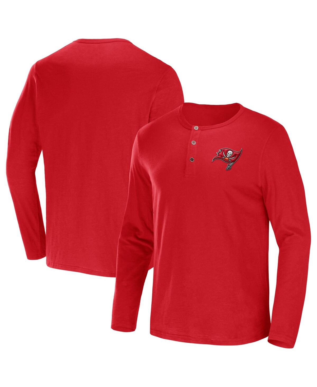 Fanatics Men's Nfl X Darius Rucker Collection By  Red Tampa Bay Buccaneers Slub Jersey Henley Long Sl In Red