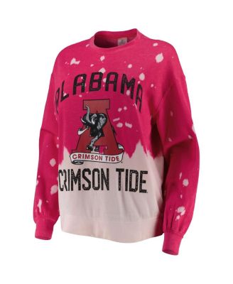 Women's Crimson Alabama Crimson Tide Twice As Nice Faded Dip-Dye Pullover Sweatshirt