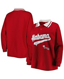 Women's Crimson Alabama Crimson Tide Happy Hour Long Sleeve Polo Shirt