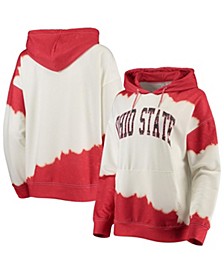 Women's White, Scarlet Ohio State Buckeyes For the Fun Double Dip-Dyed Pullover Hoodie