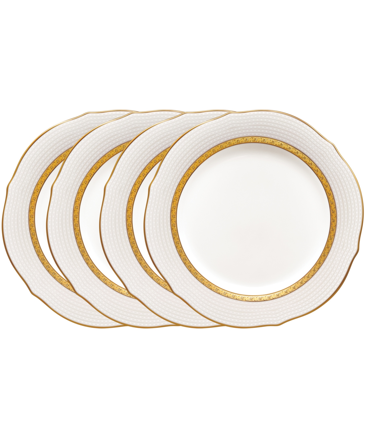 Noritake Charlotta Platinum 4 Piece 9'' Scalloped Accent Plates Set, Service For 4 In Gold