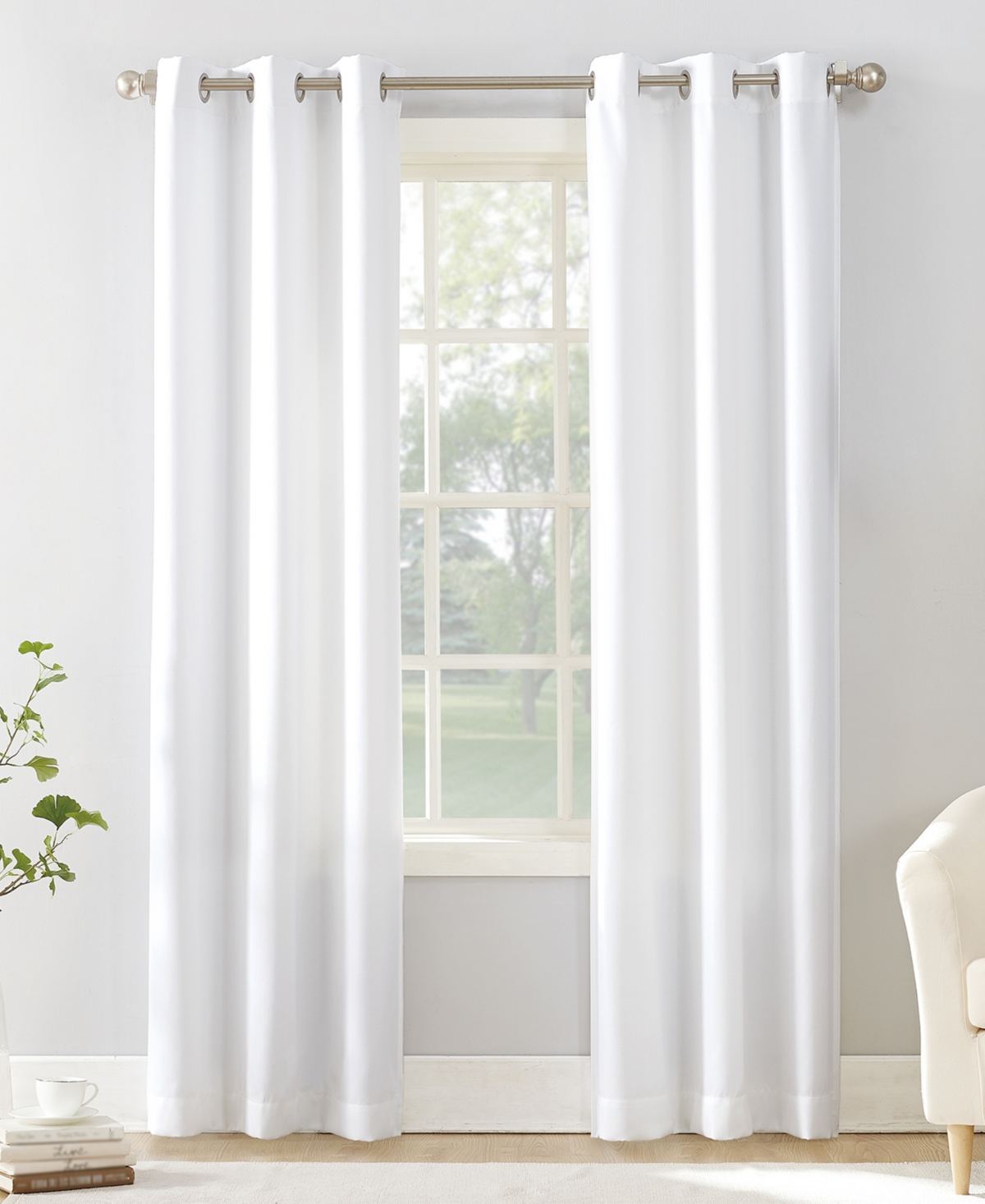 No. 918 Valerie Casual Textured Semi-sheer Grommet Curtain Panel, 40" X 95" In White
