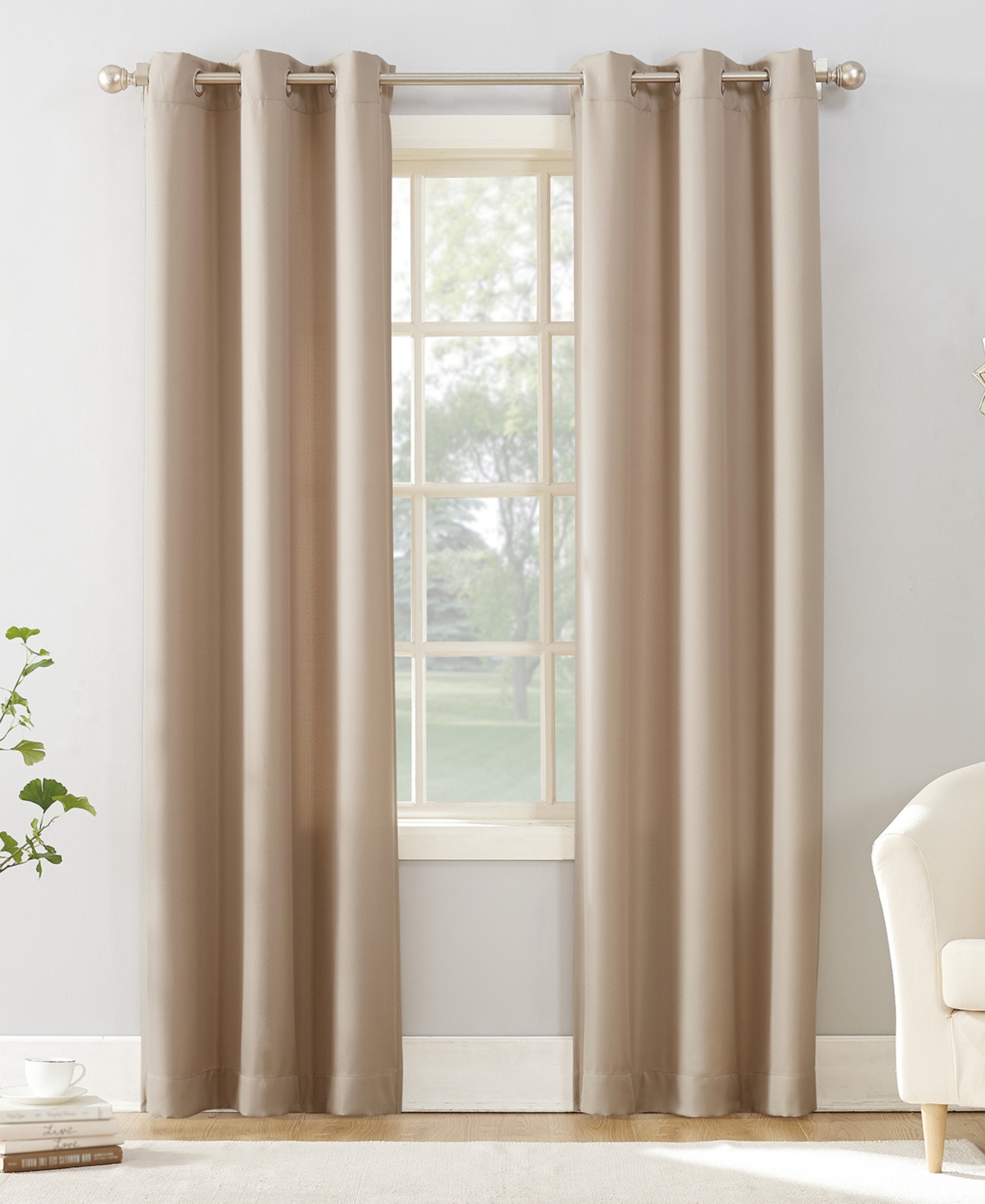 No. 918 Valerie Casual Textured Semi-sheer Grommet Curtain Panel, 40" X 95" In Oatmeal