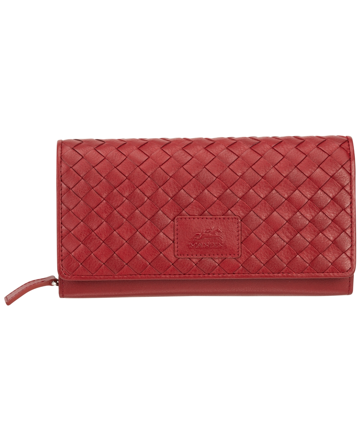 Women's Basket Weave Collection Rfid Secure Clutch Wallet - Red