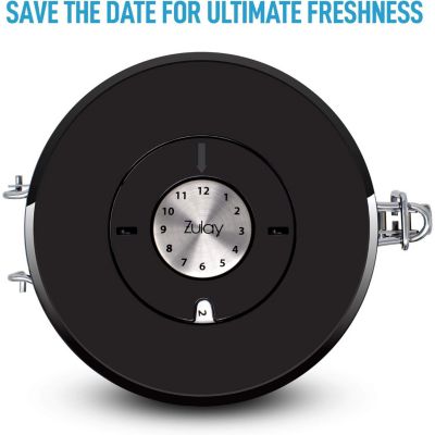 Coffee Storage Canister with Scoop, Date Tracker, Built-In One-Way CO2 Valve & 2 Spare Filter Replacements