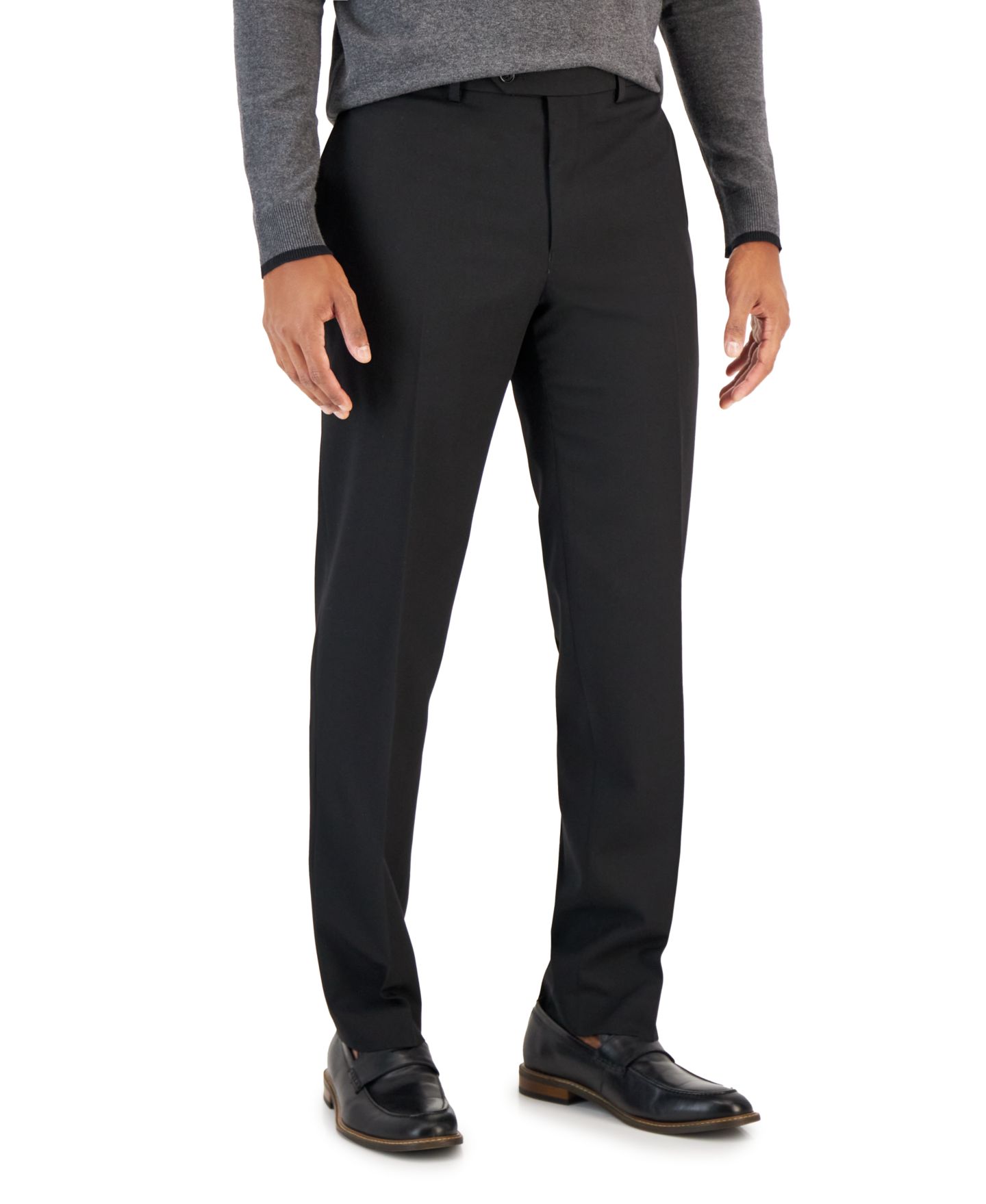 Мужской однотонный приталенный костюм-двойка Van Heusen Flex, цвет: Глубокий чёрный — фото 3