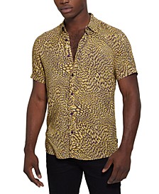 Men's Abstract Brushstroke-Print Button-Down Shirt
