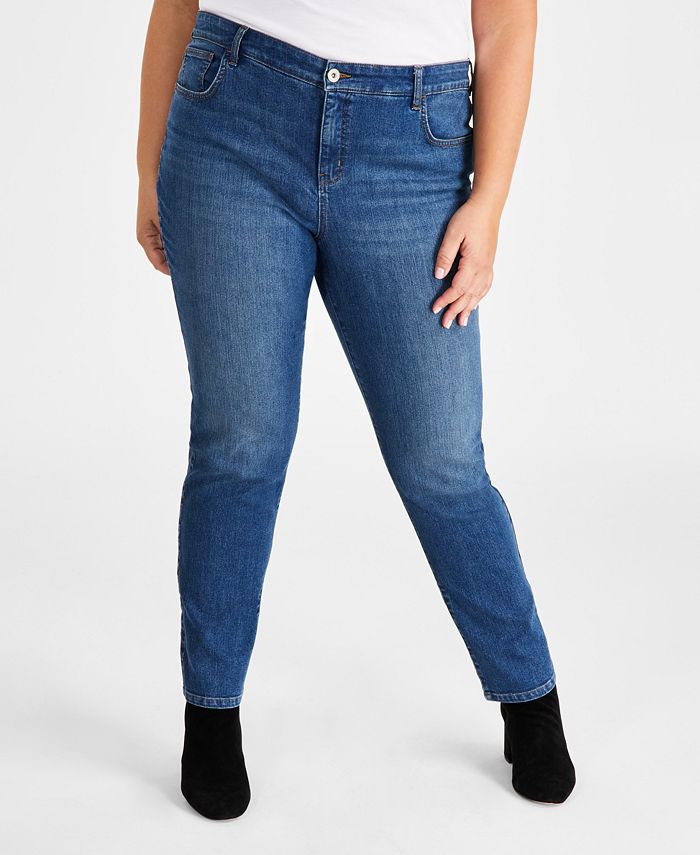 Style & Co Petite Plus Size Mid-Rise Slim-Leg Jeans, Created for Macy's ...