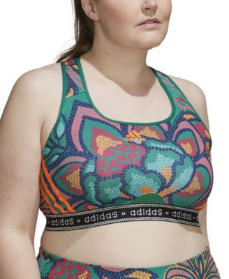 adidas - Plus Size Farm Rio Printed Medium-Impact Sport Bra