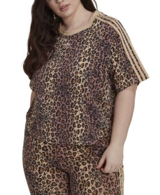 adidas - Plus Size Leopard-Print Cotton T-Shirt