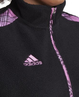 Plaid-Trim Zip-Front Track Jacket 