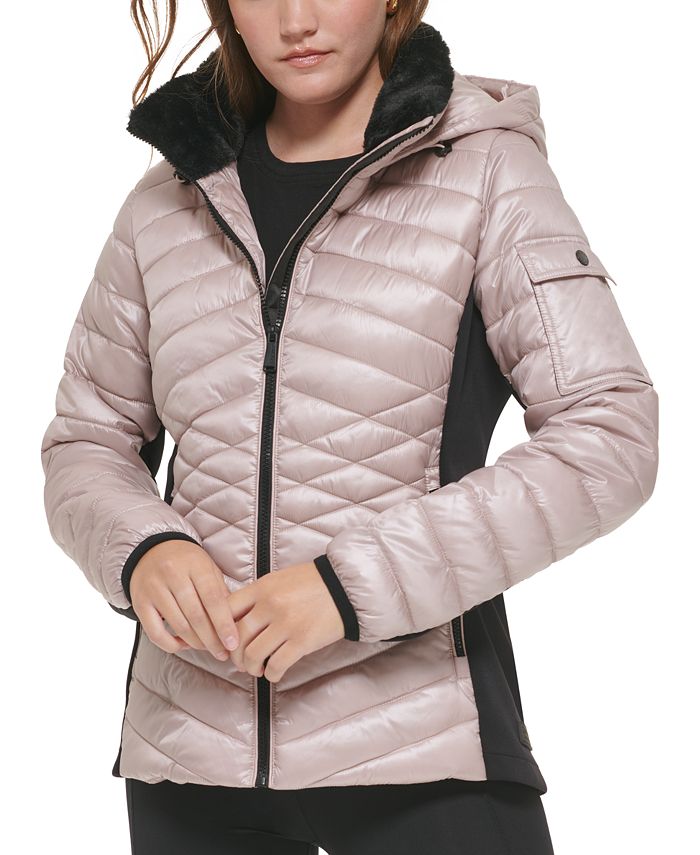 Calvin Klein Hooded MixedMedia Puffer Jacket & Reviews Activewear