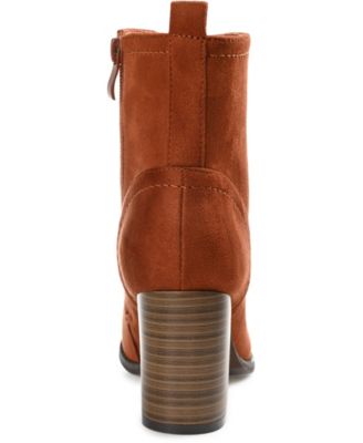 Journee Womens Baylor Medium and Wide Width Lace Up Stacked Heel Booties