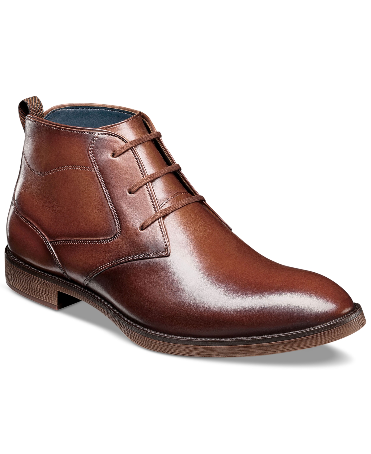 Men's Kyron Plain Toe Lace Up Chukka Boots - Cognac Smooth