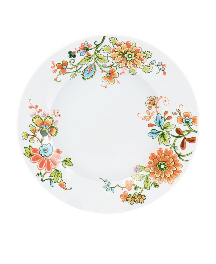 Elama Floral Zoe 16 Piece Round Porcelain Dinnerware Set, Service for 4