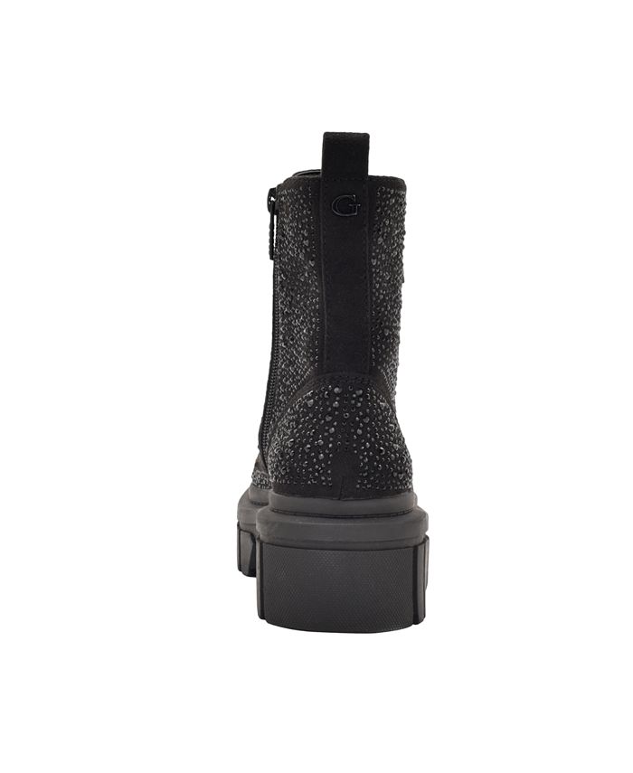 GUESS Women's Ferine Embellished Combat Boots Macy's