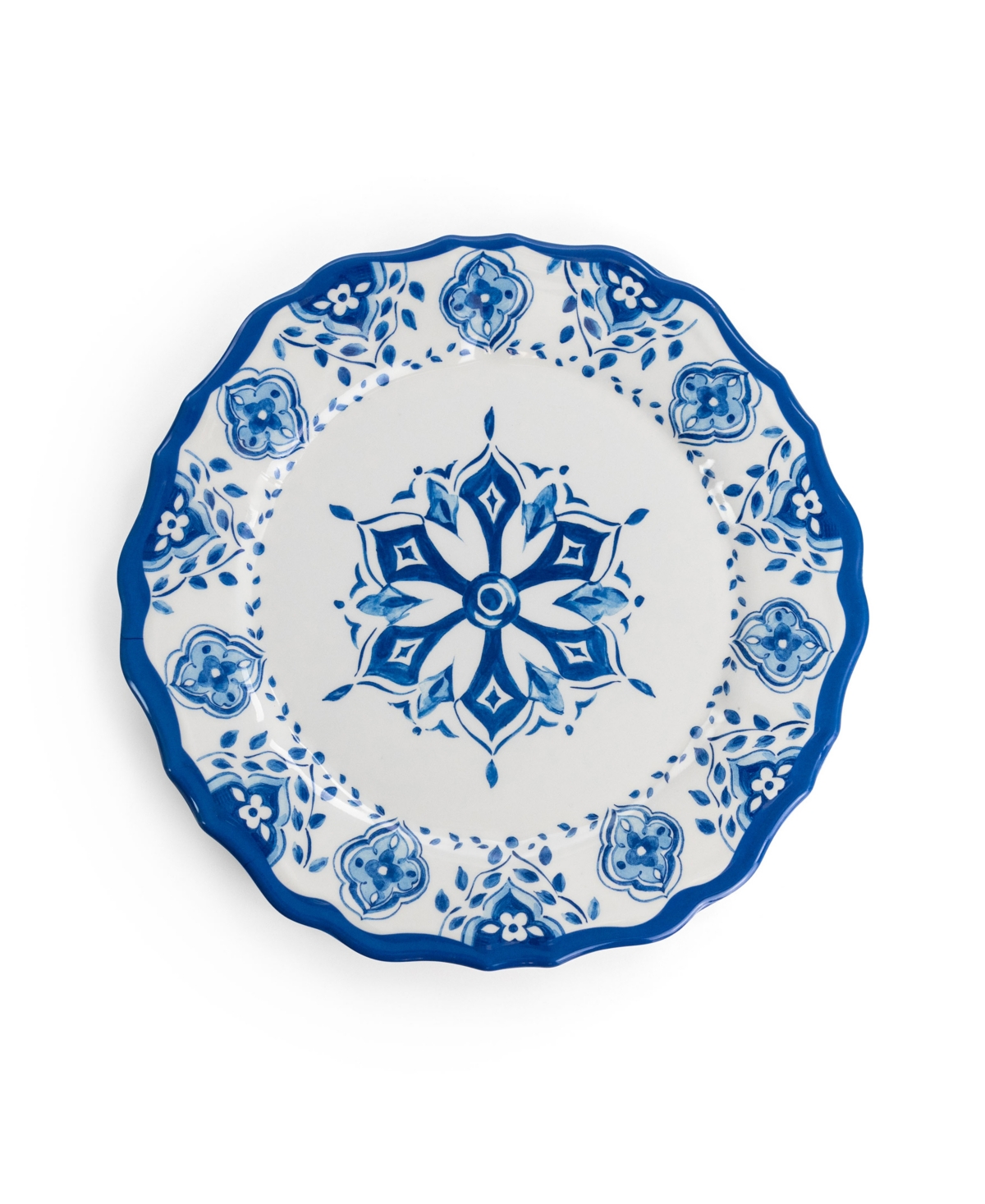 Elama Blue Flower Melamine 12 Pc. Dinnerware Set, Set of 4