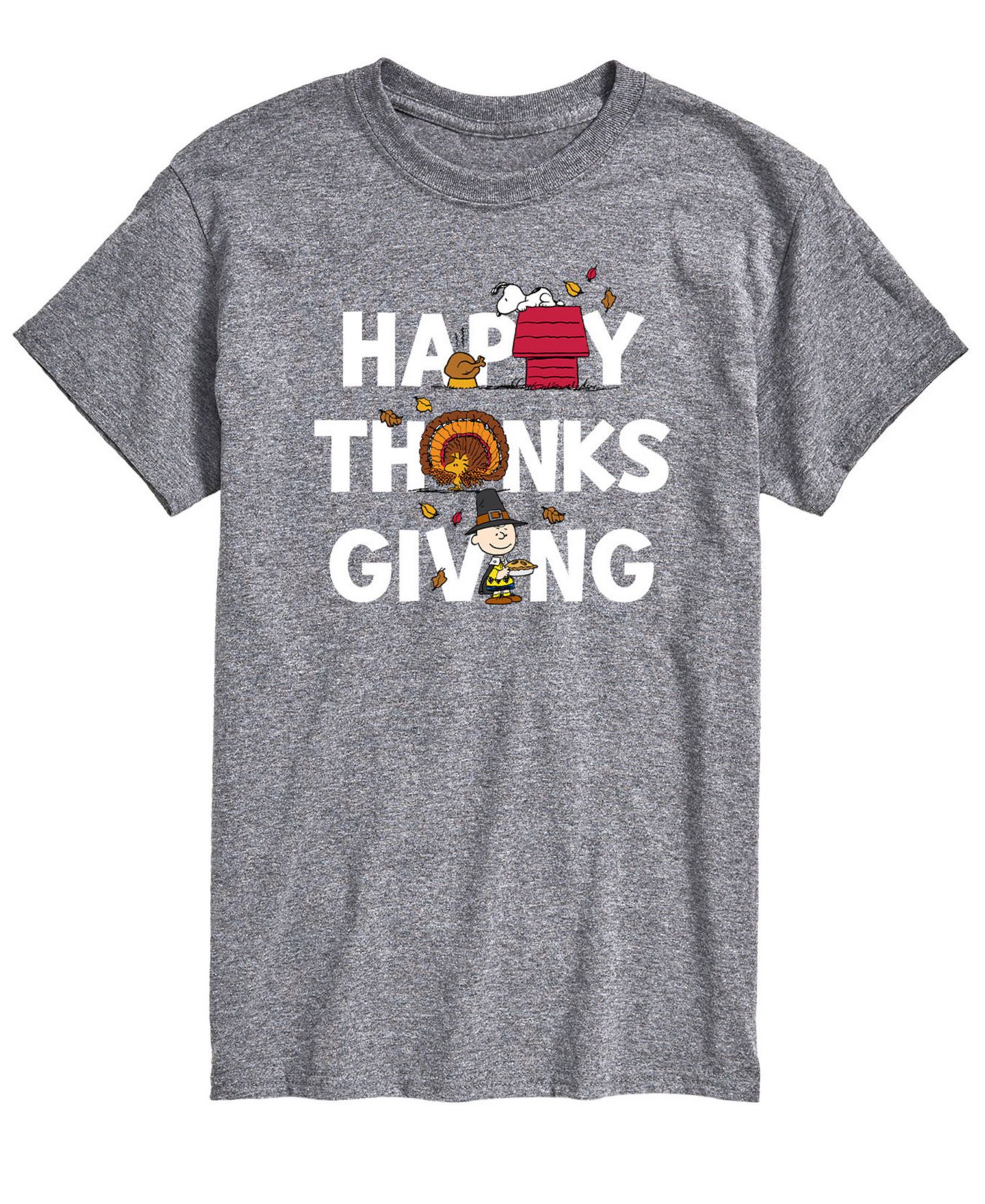 Мужская футболка AIRWAVES Short Sleeve Peanuts Happy Thanks Giving, цвет: Серый — фото 1