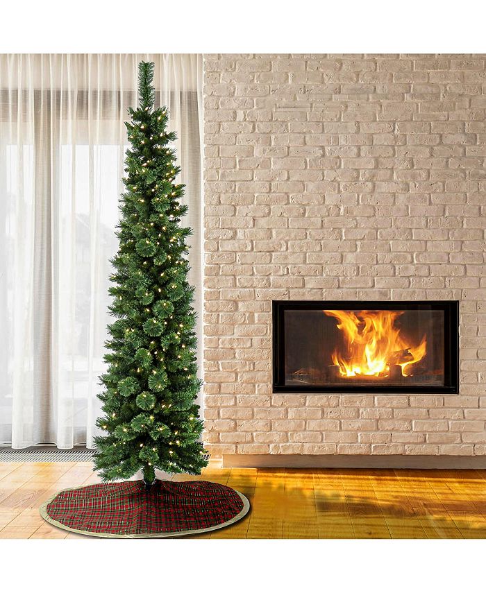 National Tree Company 7' PreLit Curtis Pine Pencil Slim Tree with LED