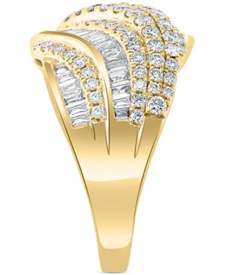EFFY&reg; Diamond Baguette & Round Diagonal Multirow Ring (1-5/8 ct. t.w.) in 14k Gold