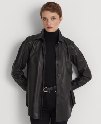 Lauren Ralph Lauren - Women's Leather Long-Sleeve Shirt