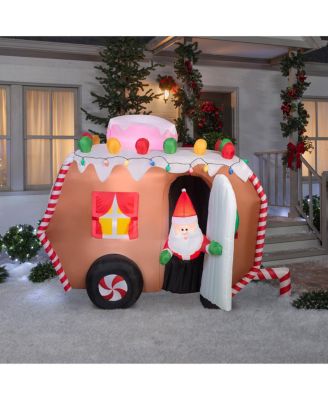 7.5' Inflatable Gingerbread Trailer with Santa