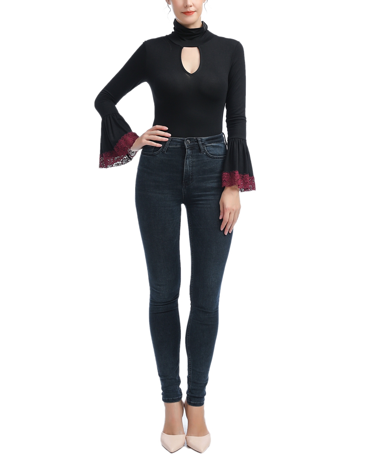 Kimi + Kai Women's Dea Cut Out Bell Sleeve Bodysuit