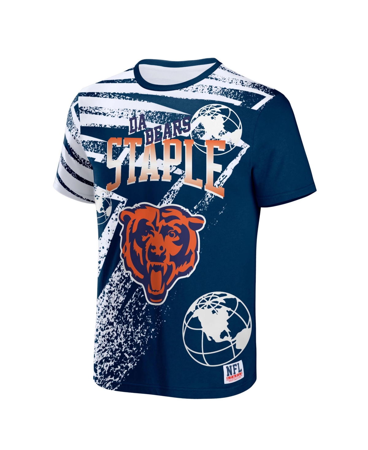 Shop Nfl Properties Men's Nfl X Staple Navy Chicago Bears Team Slogan All Over Print Short Sleeve T-shirt
