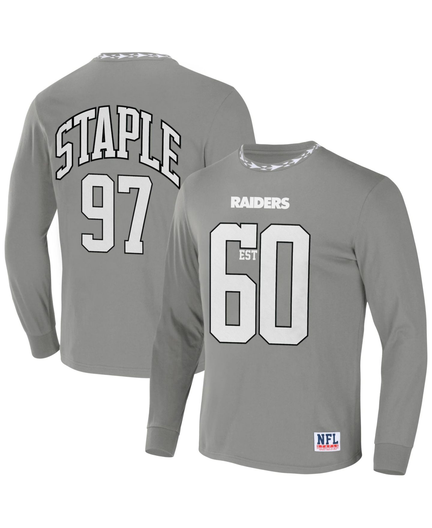 Мужская футболка NFL Properties NFL X Staple Gray Las Vegas Raiders Core Long Sleeve Jersey Style — фото 1